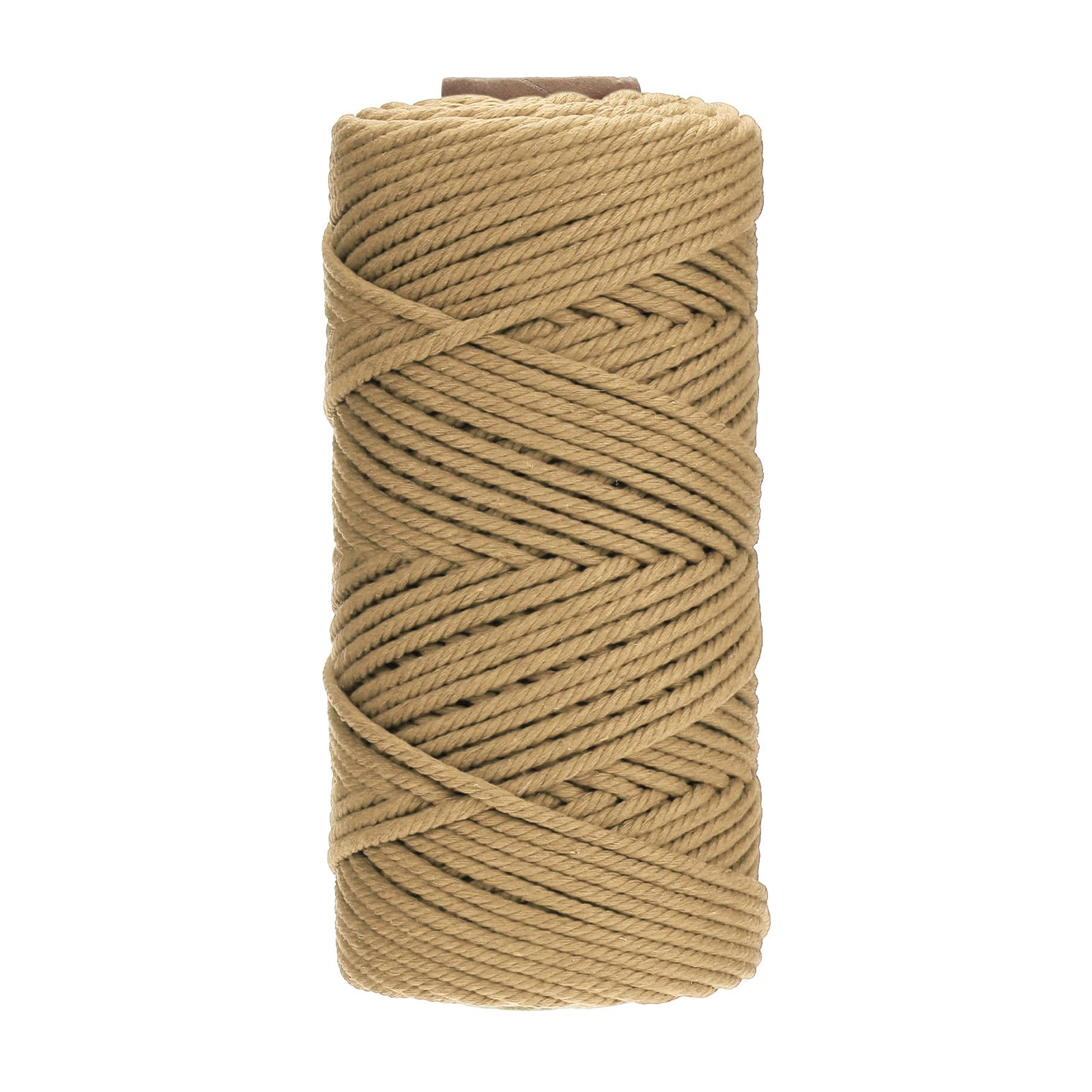 PATIKIL 3mm x 109 Yard Macrame Cord, Soft Cotton Colored Macrame Yarn String 4 Strand Twisted for Wall Hanging Plant Hanger Dreamcatcher DIY Knitting Supplies, Khaki