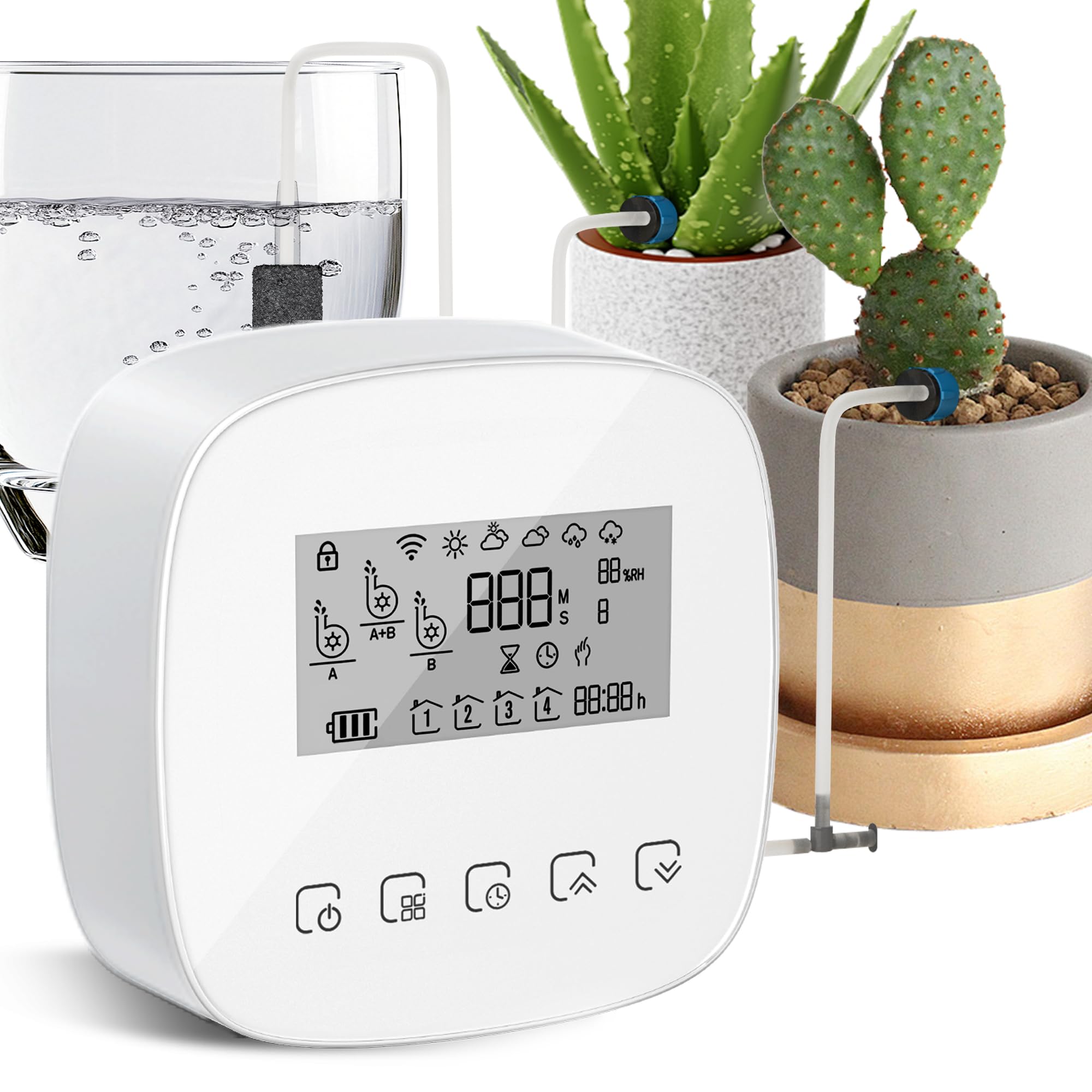 Photo 1 of WEILAILANTIAN Drip Irrigation System, 2 Pumps for Zone Watering, Programmable Weekly Timer, 20 Adjustable Drippers & 35FT Tubing, Automatic Garden Watering Kit for Lawn/Greenhouse.44D