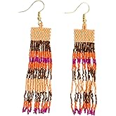 INK+ALLOY Beaded Earrings for Women Dangling, Billie Luxe Sead Bead Fringe Boho Earrings, Hypoallergenic Handmade Jewelry for the Modern Bohemian, 3.3-Inch Length