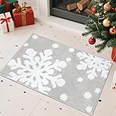 APROPHIC Christmas Snowflake Bath Mat, Non-Slip Super Absorbent Bathroom Rugs, Xmas Winter Holiday Soft Plush Bath Mats for Bathroom Decor for Shower, Tub, Sink, Washable, 20x30 in,Grey