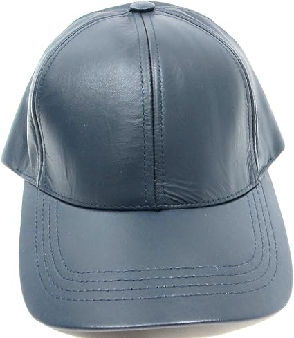 blue leather baseball cap