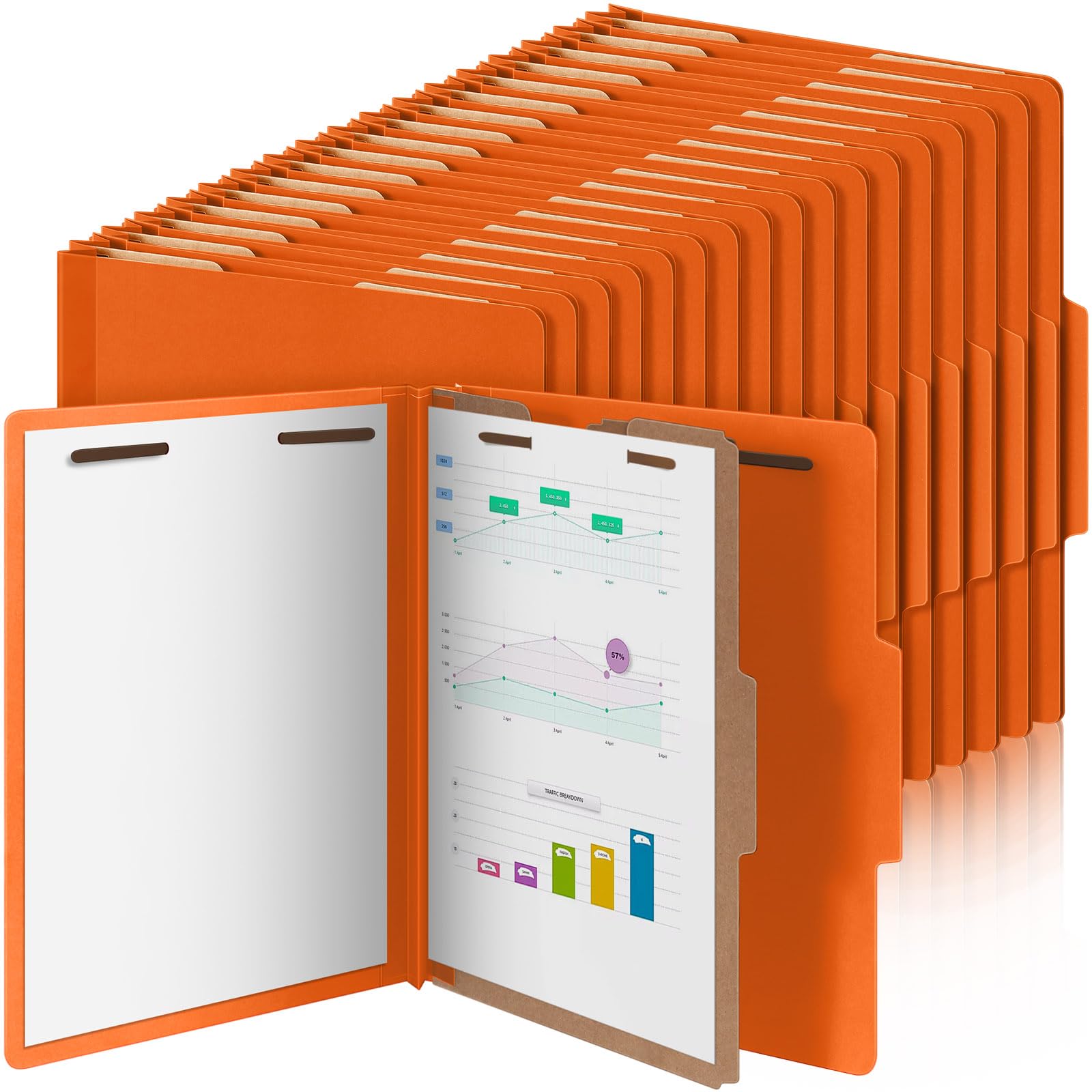 Photo 1 of Skyygemm 72 Pcs Classification Folders Letter Size, 1 Divider Pressboard File Folder with Fasteners, Expanding File Organizer Bulk for Teachers, Clergy, Office, Church, Christmas Donations (Orange)