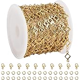 YOUBEIYEE 13 Feet Four Leaf Clover Chains for Jewelry Making Gold Plated Stainless Steel Chains Bulk on Spool