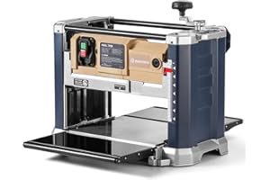 WOODSTARTER 13-Inch Wood Planer, 15AMP 10000RPM Benchtop Planer, 2 HSS blades, 21FT/min planing speed, 0.25”-6.2'' cutting thickness, multi-size dust port, overload protection for woodworking