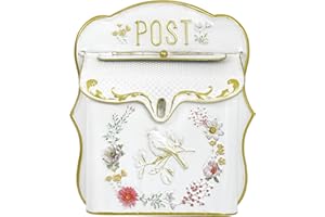 Z² BellaDecor Mailbox Wall Mount Mailboxes for Outside Vintage Mail Boxes for House Outside Metal Drop Box Antique Style Nostalgic Charm Home Decorative, Bird Pattern, White