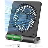 Tevelecin Small Desk Fan,Rechargeable USB Fan Battery Operated,Ultra Quiet, Strong Wind, 3 Speeds Travel Fans