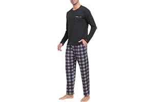 MoFiz Men's Pajamas Set Long Sleeve Sleepwear Soft Christmas Pajamas 2 Piece Loungewear Warm Pjs Sets for Winter Holiday