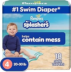 Pampers Swim Diapers - Splashers - Size 4, 18 Count, Gap-Free Disposable Baby Swimming Pants
