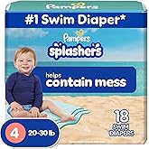 Pampers Swim Diapers - Splashers - Size 4, 18 Count, Gap-Free Disposable Baby Swimming Pants