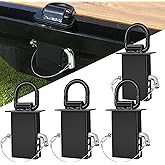 4 Packs Stake Pocket D Ring, Heavy Duty Trailer D Ring Tie Down Anchors, Adjustable with Anti-Loss Cord 16200lbs Load Trailer Accessories Utility for Flatbed Cargo Truck, Black