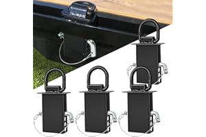 4 Pack Stake Pocket Trailer D Ring, Heavy Duty D Ring Tie Down Anchors Adjustable with Anti-Loss Cord 16200lbs Load Trailer A