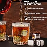AYAOQIANG Whiskey Gift Set 2 Glasses Stones Coasters Wood Box</80 chars view 5