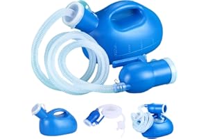 Portable Urinal for Men 2000ml/68oz Spill Proof Urine Bottle with Scale & Lid & 63" Long Tube, Male Travel Pee Bottle for Hos