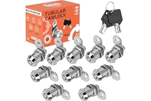 CHIEVBIT Toolbox Lock with Keys,7/8" Tubular Cam Replacement Lock,Hook Cam Keyed Alike with 20 Keys,Tool Box Lock for RV Storage Compartment Door Tool Cart Mailbox, Zinc Alloy (7/8 Inch 10 Pack)