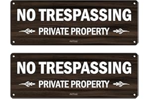 PHTTULE No Trespassing Private Property Sign 2 Pack, 10 x 3.5 inches Sturdy Aluminum Sign for Home and Business