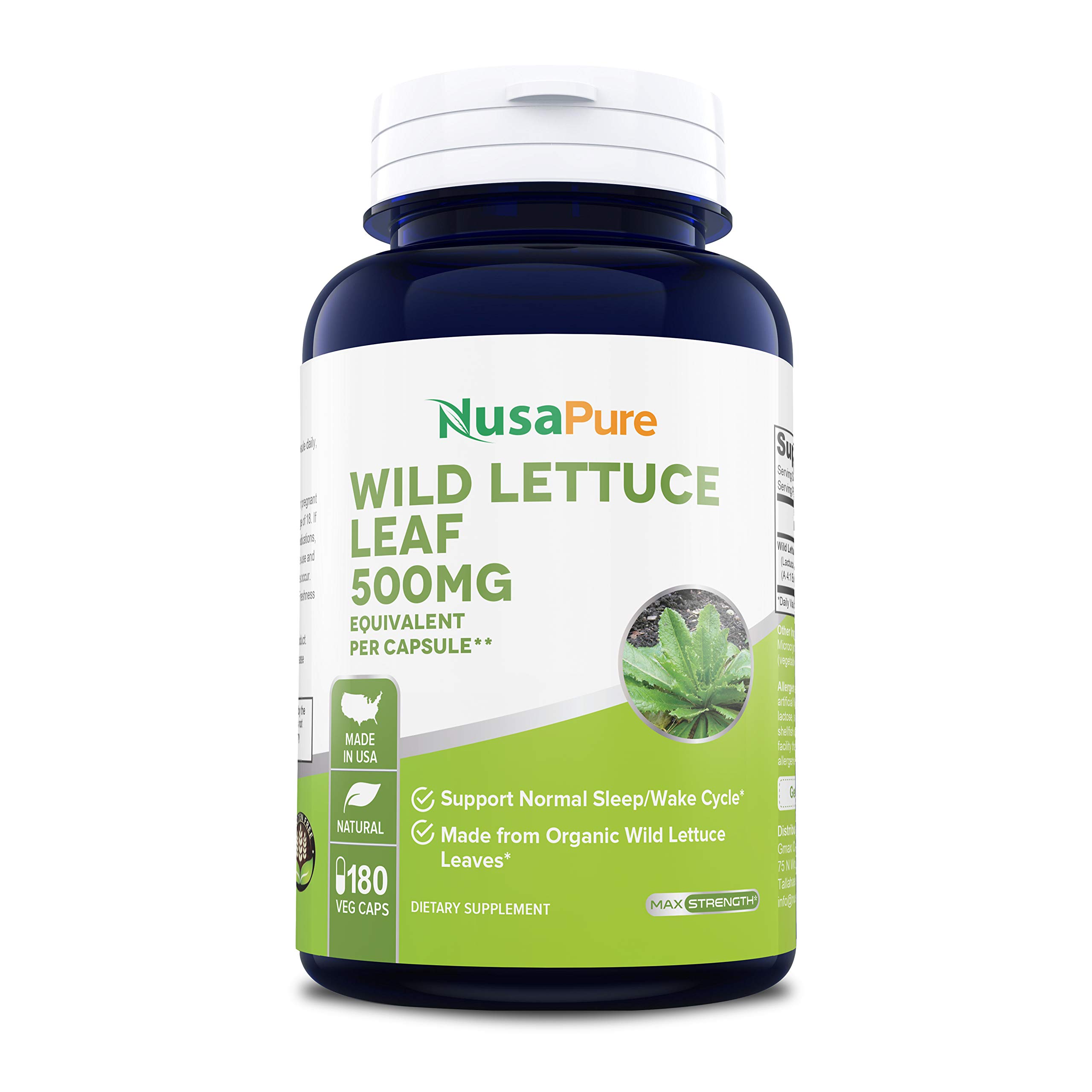 NusaPure Wild Lettuce Leaf Extract 500mg Sleep Aid and Pain Reliever