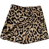 Floerns Women's Leopard Twist Knot Skorts Mid Waist Cheetah Wrap Skirt Shorts