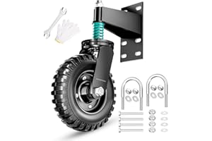 Aclastool Gate Wheel, 15.4 Inch Overall Height, 8 Inch Wheel Diameter, Spring-Loaded Heavy Duty Caster for Metal Tube & Wooden Gates, 700 lbs Capacity, Black (1-Pack)