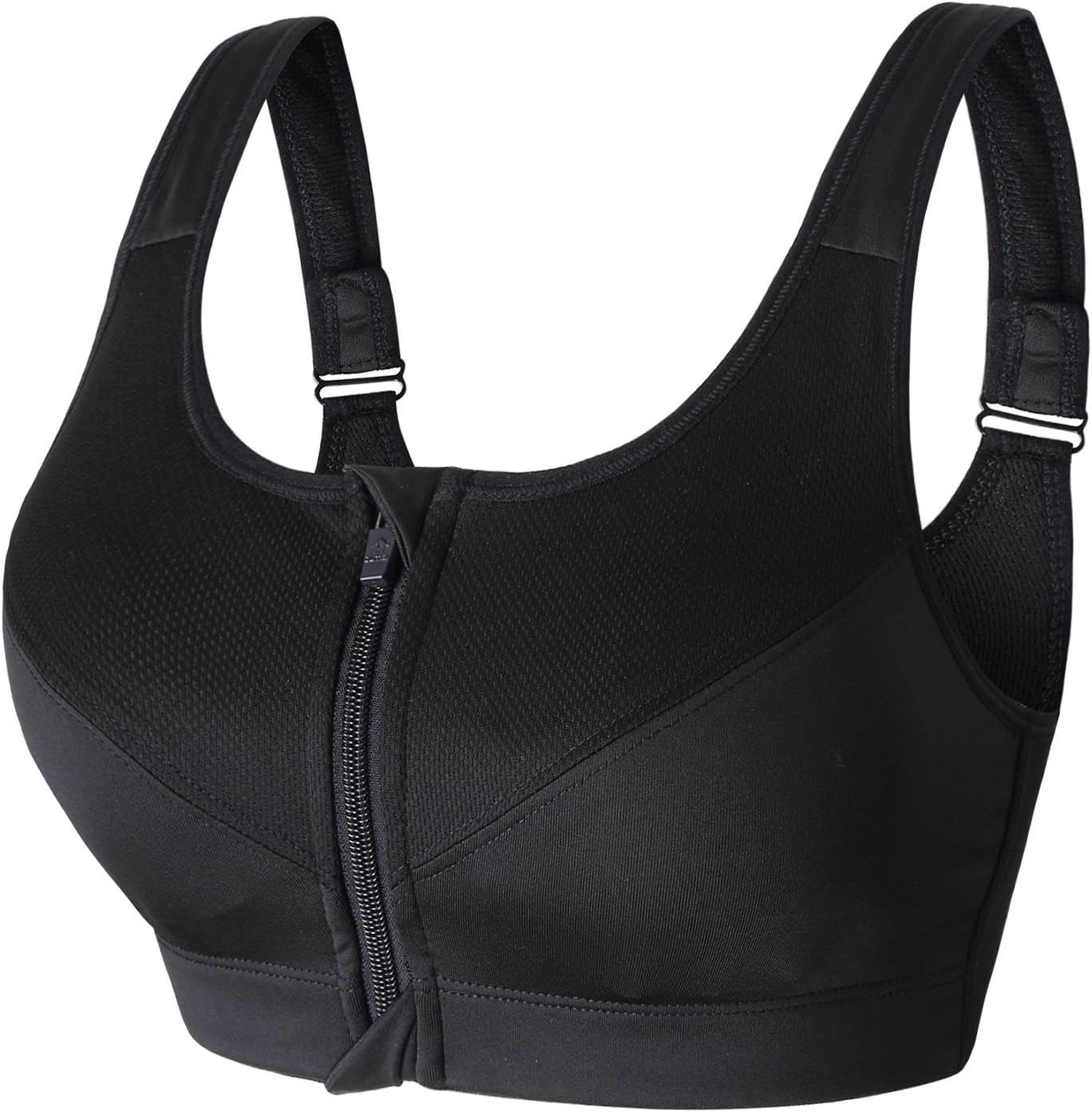 newlashua Women's High Support Push Up Zip Front Close Padded Sports Bra