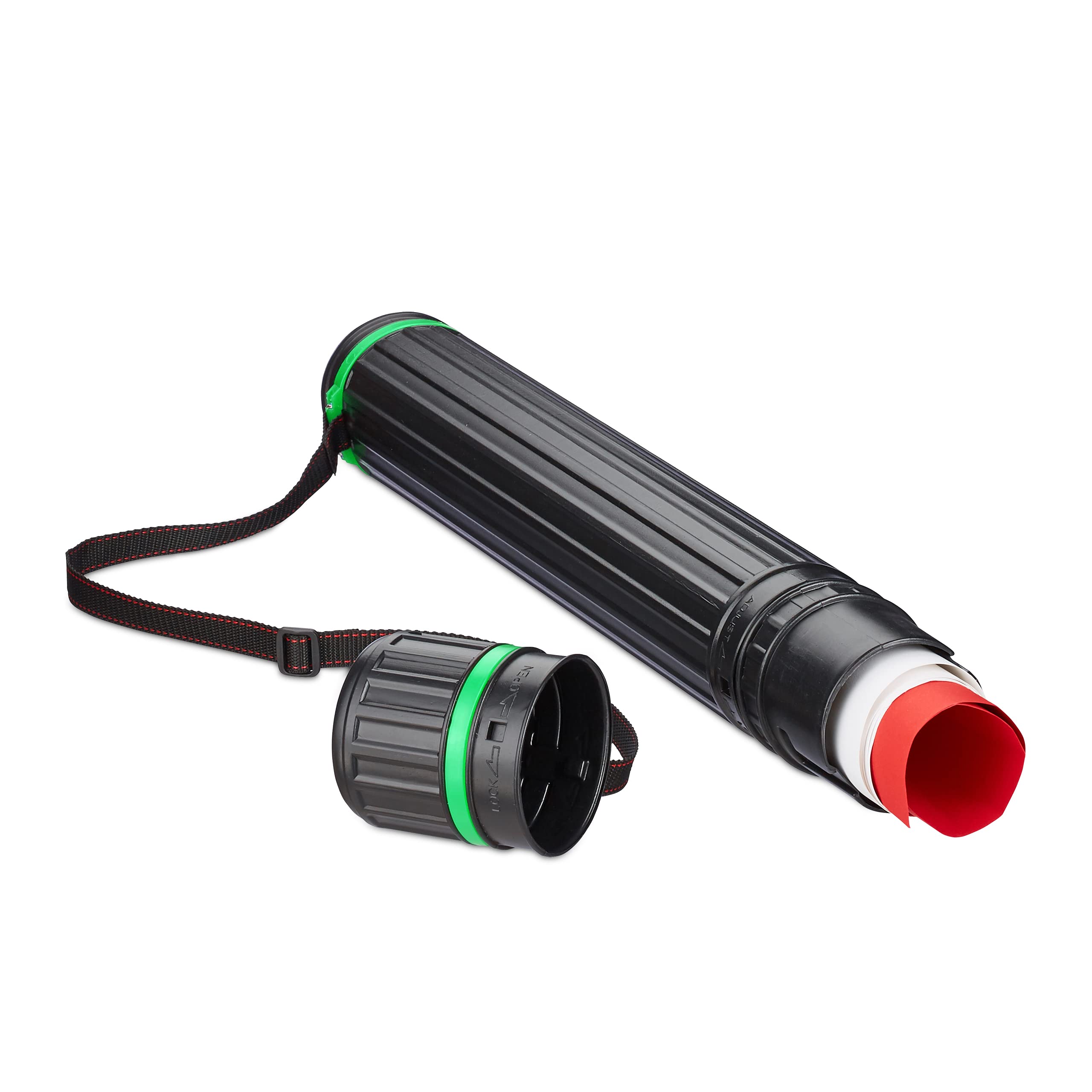 Relaxdays Poster Tube, up to A0, for Drawings, Art & Document Storage, Extendable, 64-100 cm, Adjustable Strap, Black