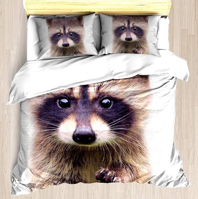Knncch Raccoon Colorful Duvet Cover Set Soft Comforter Cover