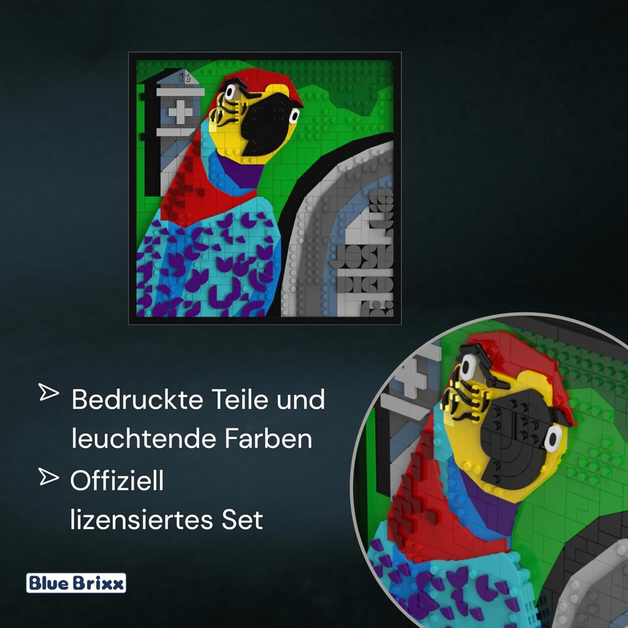 BlueBrixx Pro 108500 – Die DREI ???: 3D Bild: Der Superpapagei aus Klemmbausteinen mit 806 Bauelementen 4