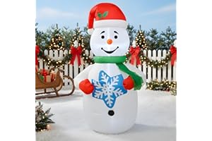 DROFELY 4FT Christmas Snowman Holding Snowflakes Inflatables Decoration with LED Light Indoor Outdoor Graden Yard Lawn Party Holiday Decor