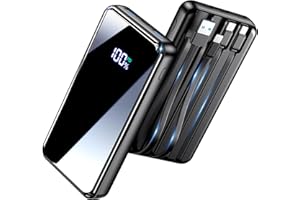 YILANS Portable Charger,42800mAh Power Bank Built-in Cable,22.5W PD USB C in & Out Fast Charging, External Battery Pack 6 Output & 2 Input, Travel Phone Charger for iPhone 17/16/15/14/13/12, Android (Black)