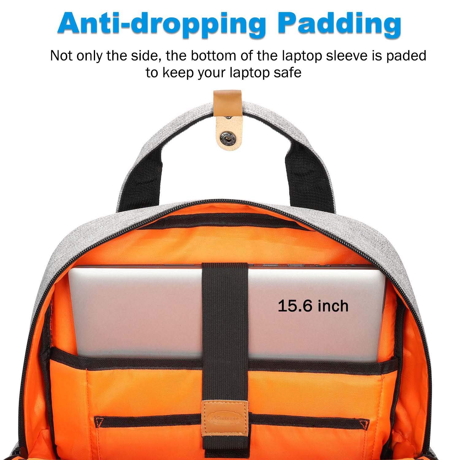 Computer Backpacks for Laptops 15.6 Inch, Padded Travel Laptop Backpack for Women Men, Water Resistant Large Capacity Daypack Bookbag Rucksack for College High School Student Work Business Bag- Grey