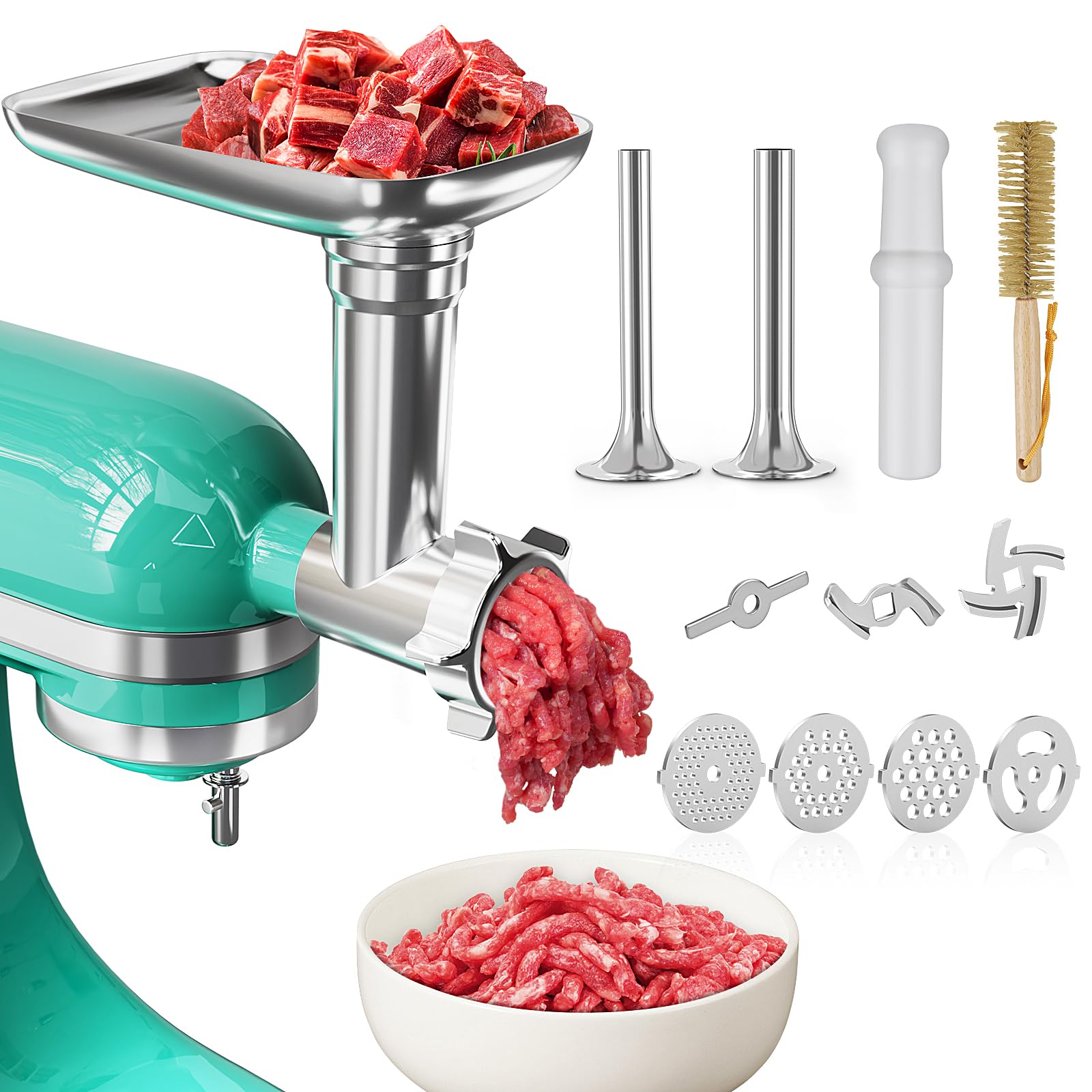 Photo 1 of Metal Food Grinder Attachment for KitchenAid Stand Mixer, Meat Grinder Accessories Includes Sausage Stuffer Tube, Food Meat Processor Accessories, Easy to Clean?Perfect for Home Kitchen Use