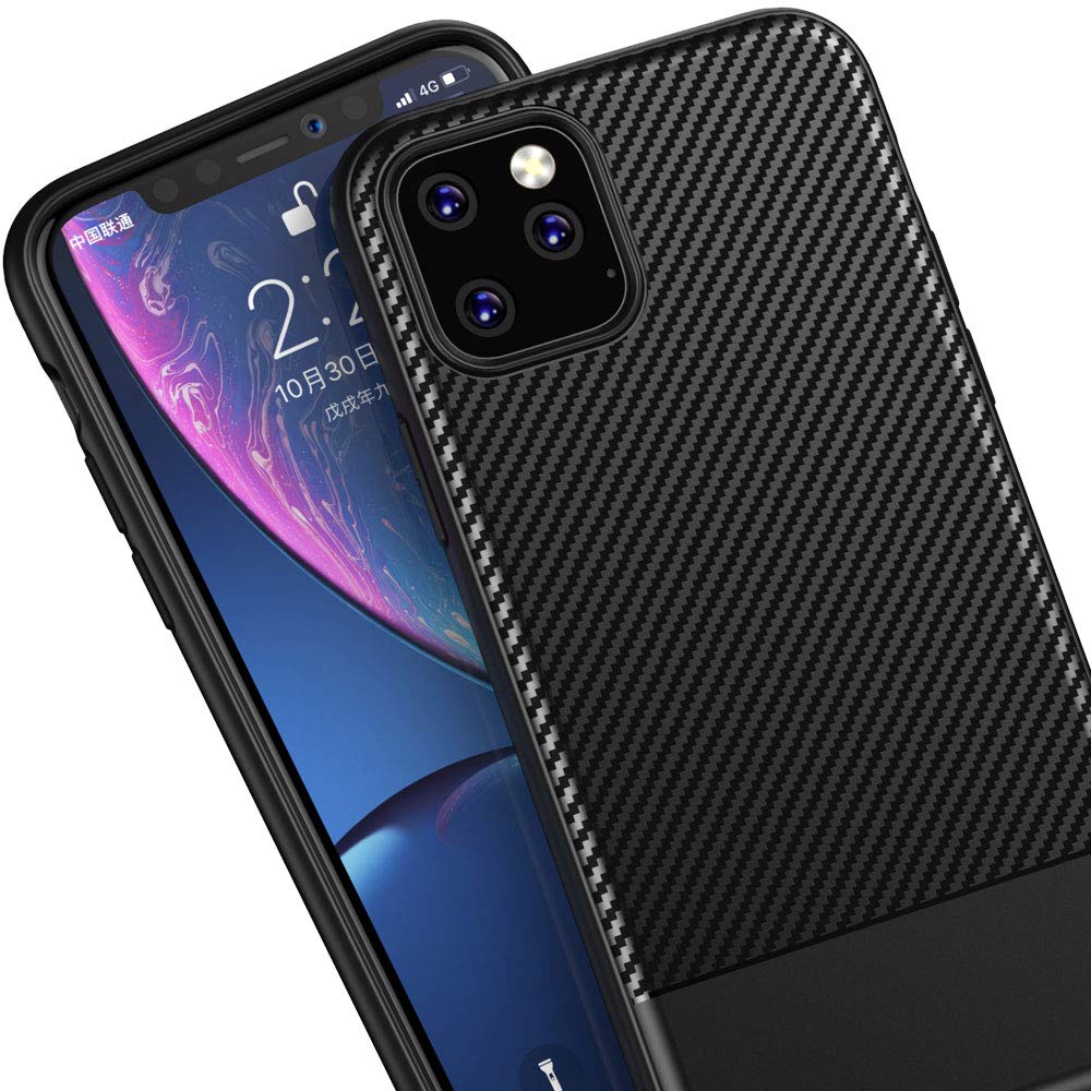 TECHGEAR iPhone 11 Pro Max Case, Flexible Shockproof TPU Slim Fit Case Cover - Carbon Fibre Design Soft Flexible Protective Shell Guard Case Designed for Apple iPhone 11 Pro Max