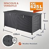 CASARIA XXL 625L PolyRattan Garden Storage Box with Wheels Lockable Automatic view 2
