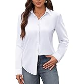 siliteelon Women's Stain Shield Dress Shirts Wrinkle Free Long Sleeve Shirts Solid Work Business Button Down Shirts