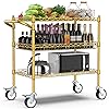 Leteuke 3 Tier Rolling Carts With Wheels,Heavy Duty Utility Bar Cart For Kitchen Gold - View #5