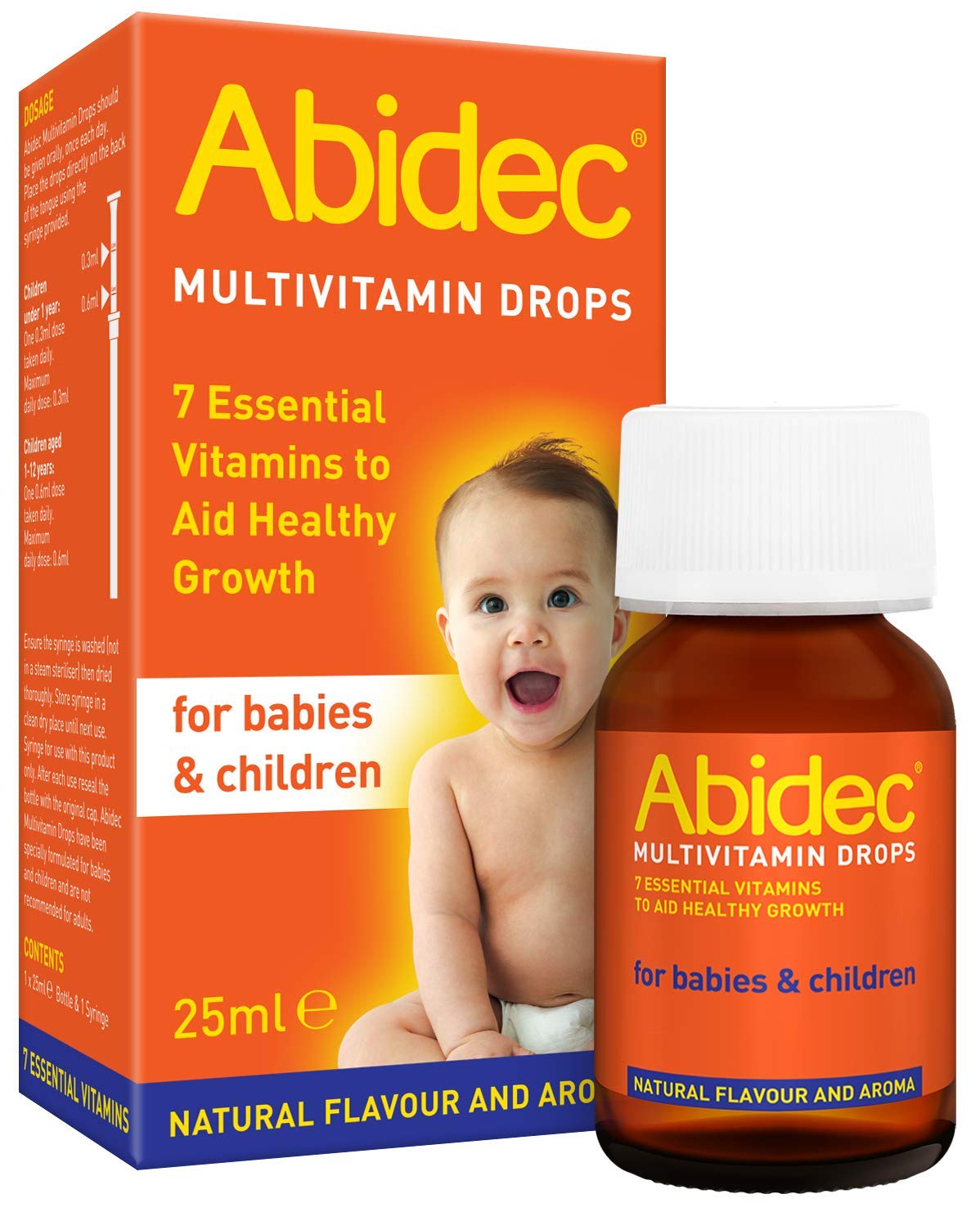 Abidec Kid Baby Multivitamin Drops – Aids Healthy Growth Contains Vitamin D, C and A – Suitable from Birth, Natural Flavour and Aroma, 25 Millilitre