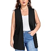 Actcat Plus Size Lightweight Sleeveless Cardigan for Women 2026 with Pockets Casual Soft Knit Duster Coat Vest with Cozy