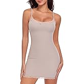 Werkiss Women Full Slip for Under Dress Adjustable Strap Slip Dress Sexy Lace Soft Slips Nightgown Lingerie Dress