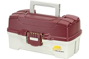 Plano 1-Tray Tackle Box with Dual Top Access, Red Metallic/Off White, Premium Tackle Storage (620106)