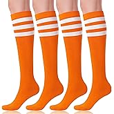 FITRELL Women's Knee High Socks Outdoor Sport Athletic Socks Casual Stripe Tube Socks 1-4 Pack