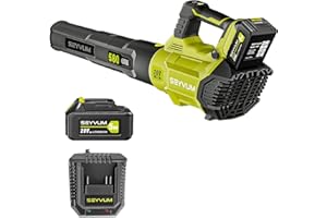 SEYVUM 580CFM MAX Leaf Blower Cordless with 5.0 Battery & Fast Charger, 3-Speed Dial 20V Electric Leaf Blower for Lawn Care, Battery Powered Leaf Blower Lightweight for Patio, Yard, Snow
