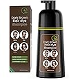 COSMTEK Dark Brown Hair Dye Shampoo, Semi-Permanent Hair Color Shampoo for Women and Men, Herbal Ingredients(400ml)