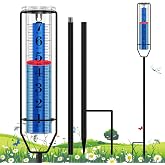 FINEST+ Upgraded Rain Gauge, 7" Freeze Proof Rain Gauge Outdoor Best Rated, Large Clear Numbers and Adjustable Height Rain Measuring Tool for Garden, Lawn and Farm
