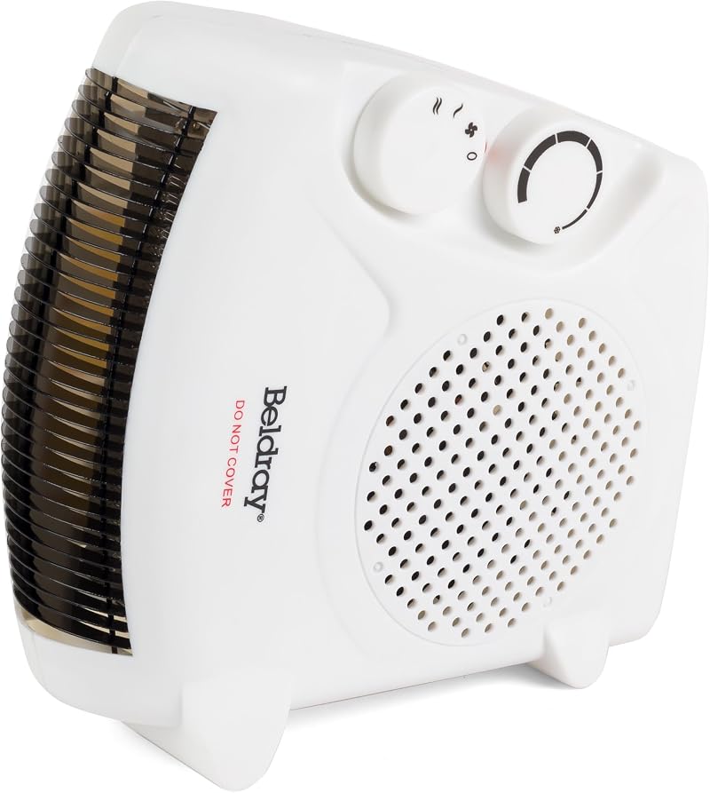 Beldray Electric Flatbed Fan Heater 2000 W Upright with 2 Heat Settings