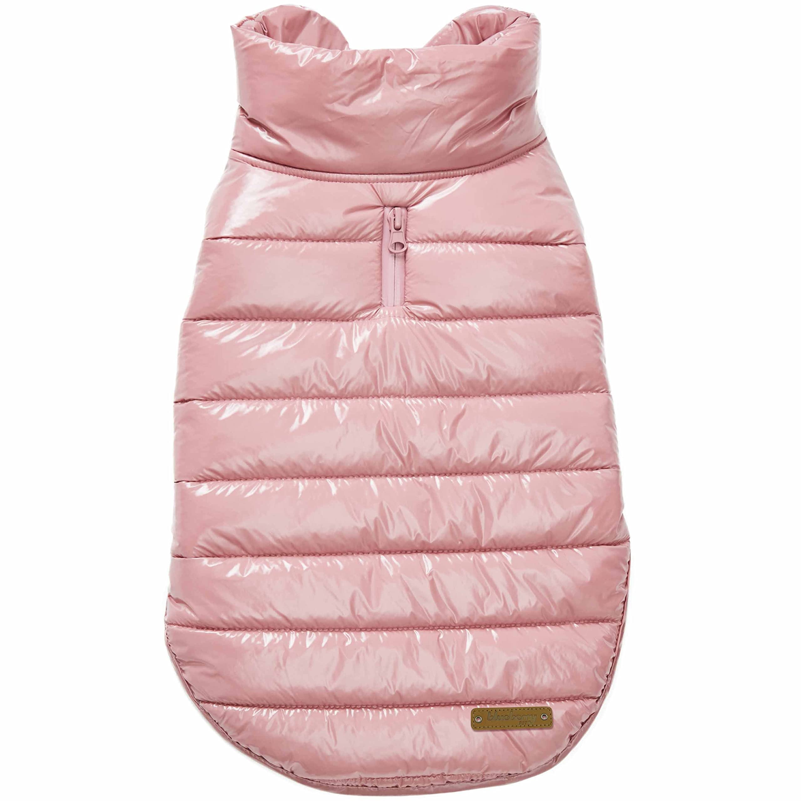 Blueberry Pet Cozy & Comfy Windproof Lightweight Quilted Fall Winter Dog Puffer Jacket in Pink, 41cm, Warm Coat for Large Dogs