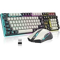 RedThunder K10 Wireless Gaming Keyboard and Mouse Combo, LED Backlit Rechargeable 3800mAh Battery, Mechanical Feel Anti-ghost