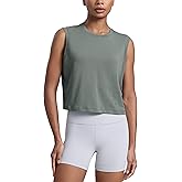 CRZ YOGA Cotton-Blend Workout Muscle Tank for Women Breathable Quick Dry High Neck Athletic Tops Casual Sleeveless Shirts