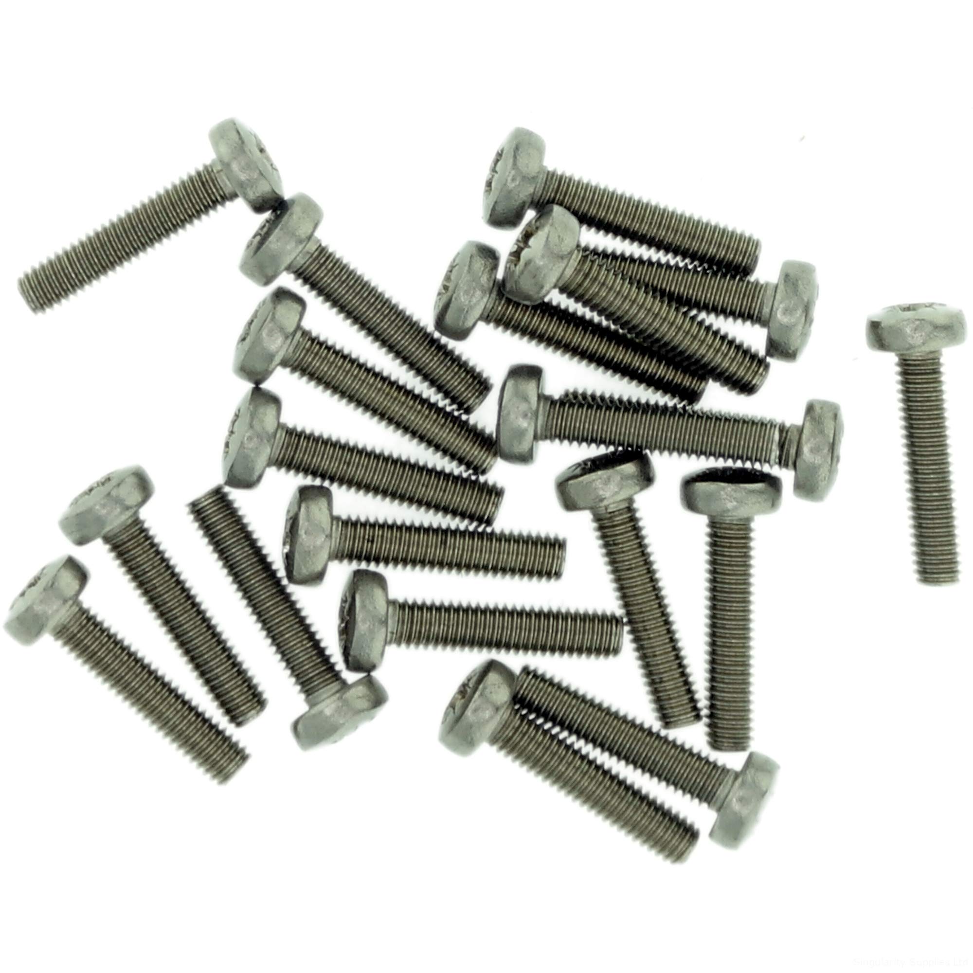 M2.5 (2.5mm x 30mm) Pozi Pan Machine Screw (Bolt) - Stainless Steel (A2) (Pack of 20)