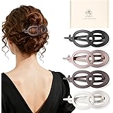 Amlaidu Matte Large Flat Hair Clips for Thick Hair, French Claw Clips for Women, Lay Flat Duckbill Hairclips, Non-Slip, Strong Hold - Black, Brown, Gray, White, 4Pcs
