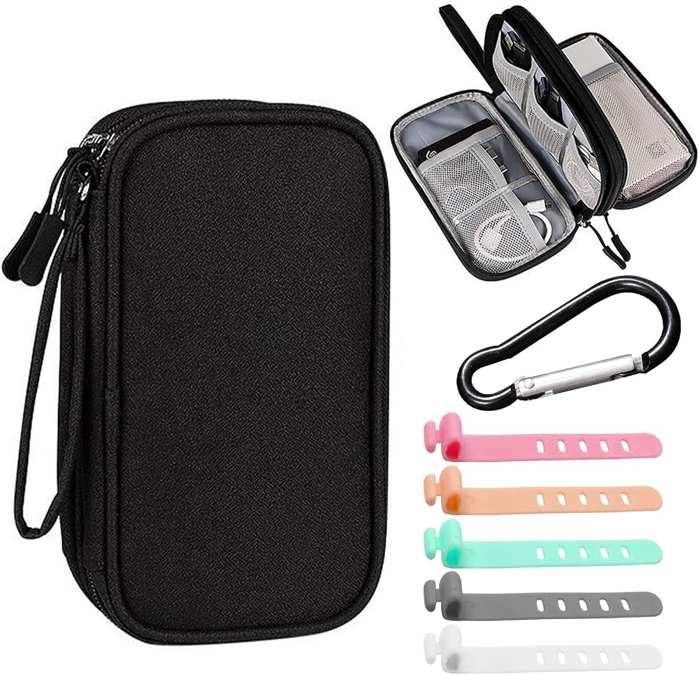 GVSAVY Double Layer Accessory Bag Black Oxford Cloth Digital Storage Mini