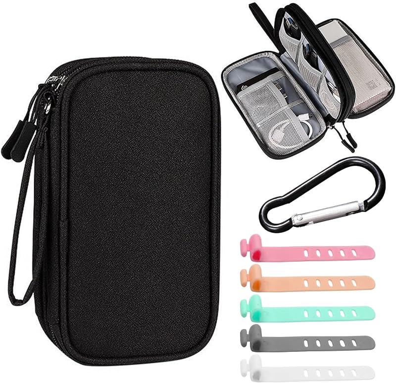 GVSAVY Double Layer Accessory Bag Black Oxford Cloth Digital Storage Mini